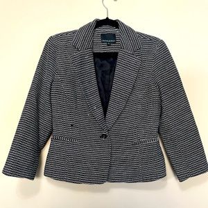 Cynthia Rowley Blazer size M black and white woven design 100% cotton